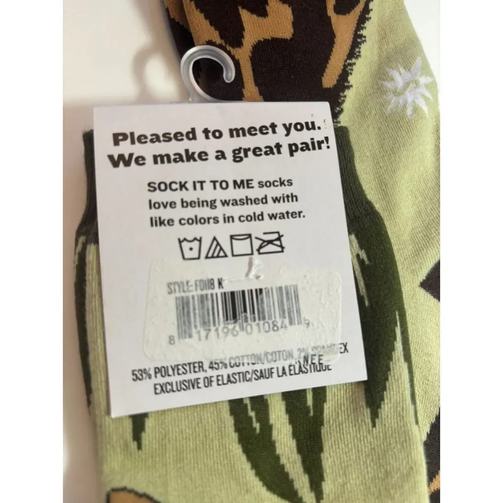 Sock It To Me Giraffe Knee High Socks Green Brown Animal NWT Style G0118